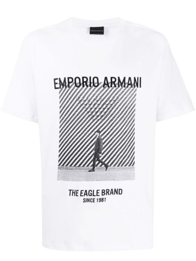 Camiseta Armani Emporio Graphic Print Hombre Blancas | Q2Z8A0YX