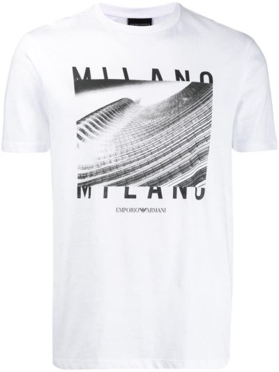 Camiseta Armani Emporio Graphic Print Hombre Blancas | VKO6MJ1W