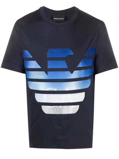 Camiseta Armani Emporio Large Logo Hombre Azules | RG09C2UG