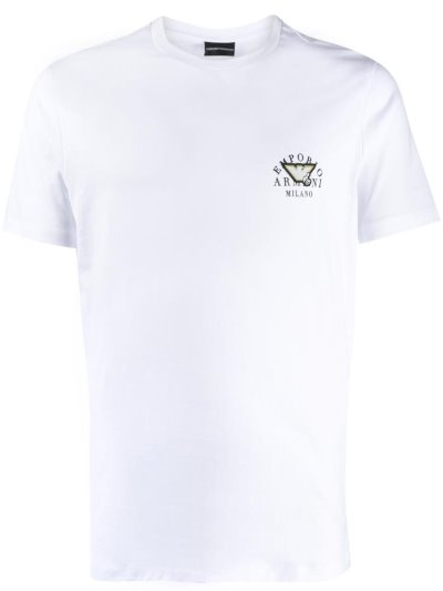 Camiseta Armani Emporio Logo Detail Hombre Blancas | TOB1D3SF