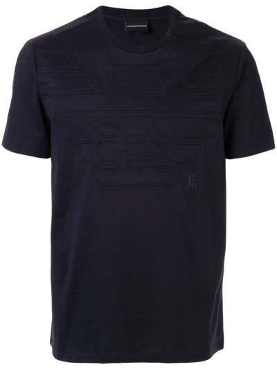 Camiseta Armani Emporio Logo Hombre Azules | H0POVNGY