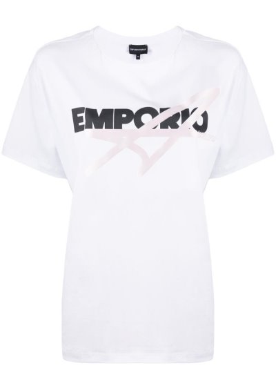 Camiseta Armani Emporio Logo Print Mujer Blancas | 15Q17DAW