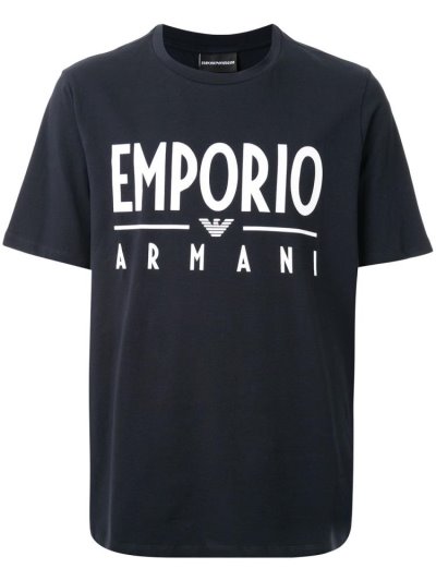 Camiseta Armani Emporio Logo Print Hombre Azules Blancas | EQUCSA78