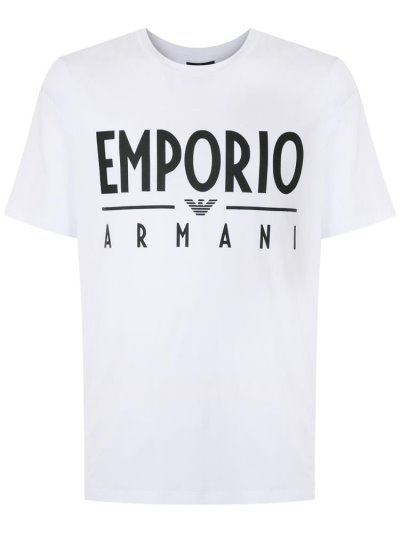 Camiseta Armani Emporio Logo Print Hombre Blancas | ERC4XZTZ