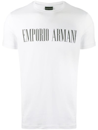 Camiseta Armani Emporio Logo Print Hombre Blancas | HRIYQ5LO