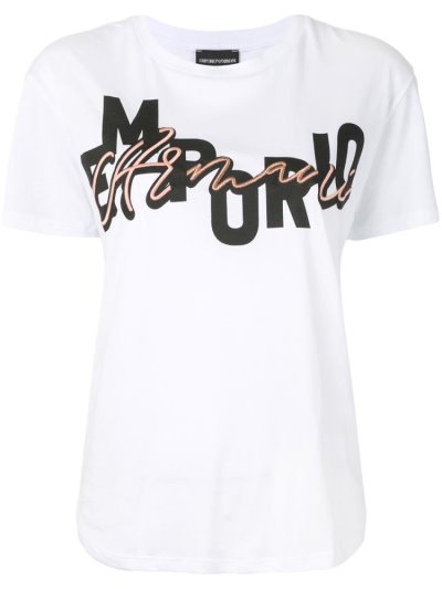 Camiseta Armani Emporio Logo Print Mujer Blancas | I00PZQFH