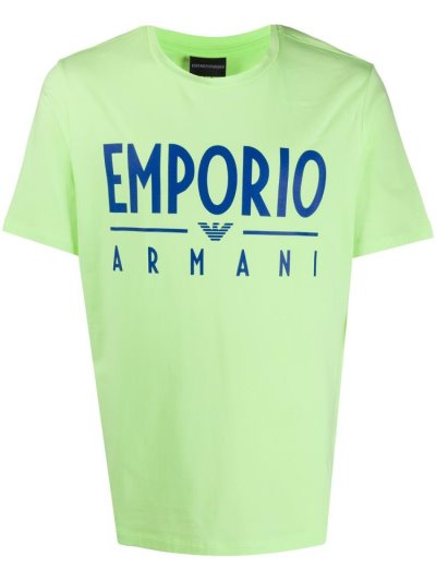 Camiseta Armani Emporio Logo Print Hombre Verde | I6VURAJR