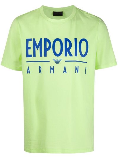 Camiseta Armani Emporio Logo Print Relaxed Fit Hombre Amarillo | JL3RR396