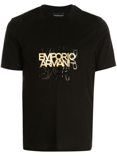 Camiseta Armani Emporio Logo Print Hombre Negras | KOIQI5D9