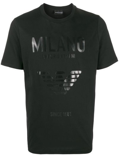 Camiseta Armani Emporio Logo Print Hombre Negras | OUIJ8DX8