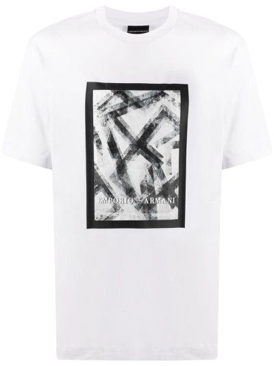 Camiseta Armani Emporio Logo Print Hombre Blancas | YGEAQ8FS