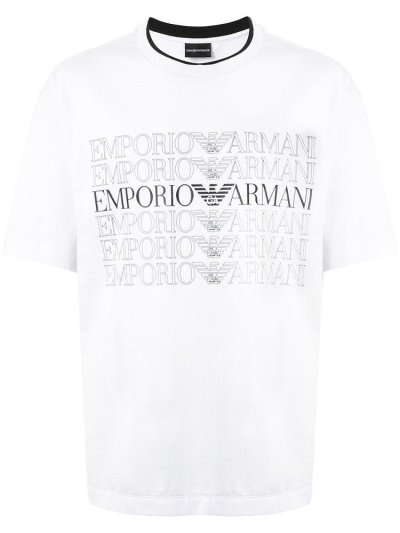 Camiseta Armani Emporio Multi Logo Print Hombre Blancas | CCWVCBB1