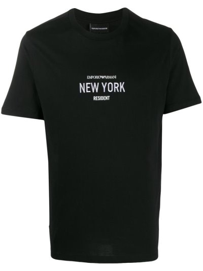 Camiseta Armani Emporio New York' Graphic Print Hombre Negras | AEC13YV6