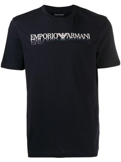 Camiseta Armani Emporio Printed Logo Hombre Azules | DHE5V8QH