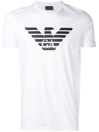 Camiseta Armani Emporio Printed Logo Hombre Blancas | Z9S5B5CP