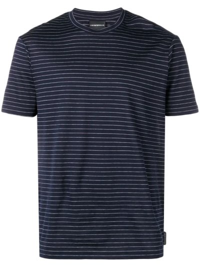 Camiseta Armani Emporio Striped Hombre Azules | XCXJJ7IQ