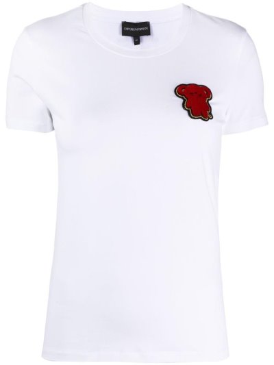 Camiseta Armani Emporio Teddy Bear Patch Mujer Blancas | Y3PVSGLA