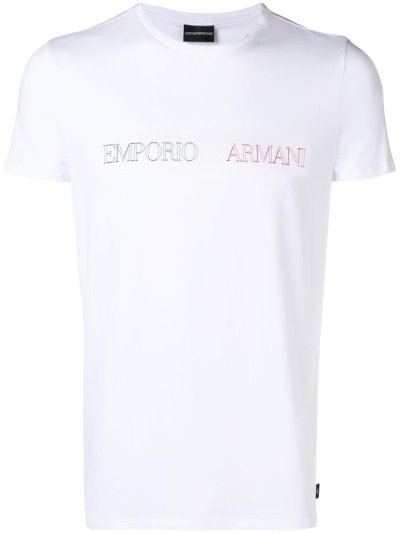 Camiseta Armani Emporio Three Colour Logo Hombre Blancas | ZOM2KG38