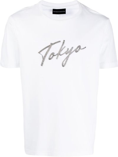 Camiseta Armani Emporio Tokyo' Logo Hombre Blancas | FZQ3PP77