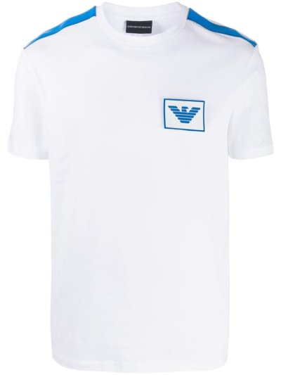 Camiseta Armani Emporio Two Tone Logo Hombre Blancas | O42CKX26