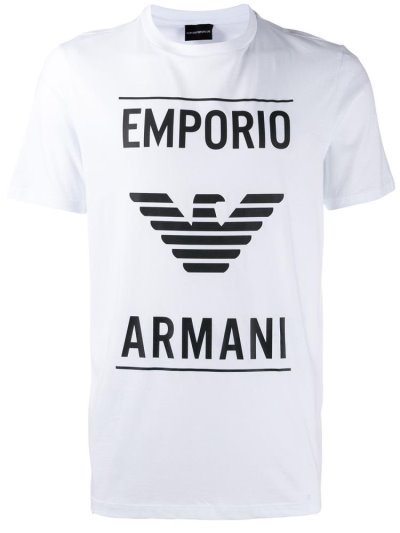 Camiseta Armani Emporio Vector Stencil Hombre Blancas | 1BJ949MW