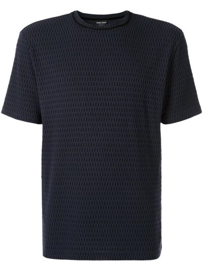 Camiseta Giorgio Armani Basic Textured Hombre Azules | K7ZFEPH0