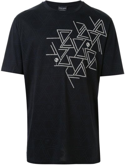 Camiseta Giorgio Armani Geometric Print Hombre Azules | 6IBIUOQP