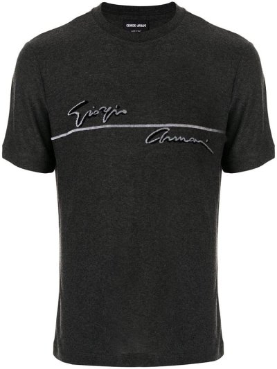 Camiseta Giorgio Armani Logo Print Hombre Gris | DGTFI6M7