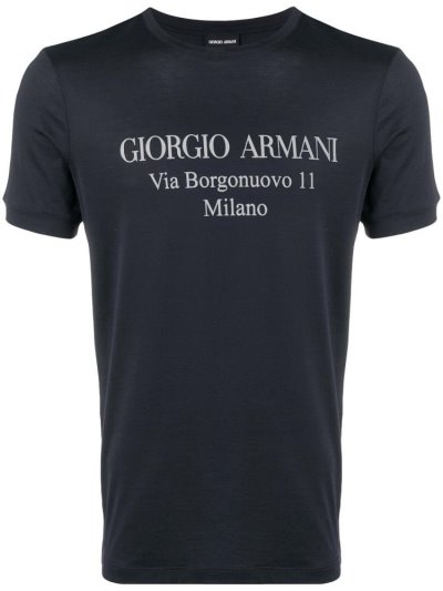 Camiseta Giorgio Armani Logo Print Hombre Azules | GL480KMH