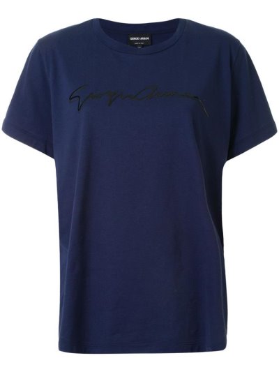 Camiseta Giorgio Armani Logo Print Mujer Azules | IBWGQ0BK