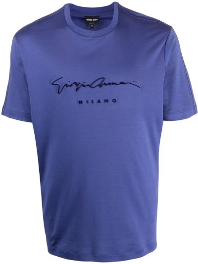 Camiseta Giorgio Armani Logo Print Hombre Moradas | S9FOANMO