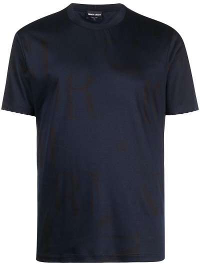 Camiseta Giorgio Armani Low Constrast Print Hombre Azules | SUUAZKMO