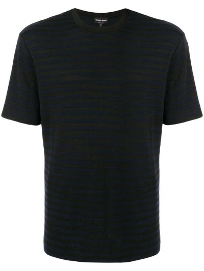 Camiseta Giorgio Armani Striped Round Neck Hombre Azules Negras | SIJTYJF3