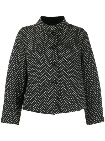 Chaquetas Armani Emporio Chevron Mujer Negras Blancas | Q1LUWXUJ