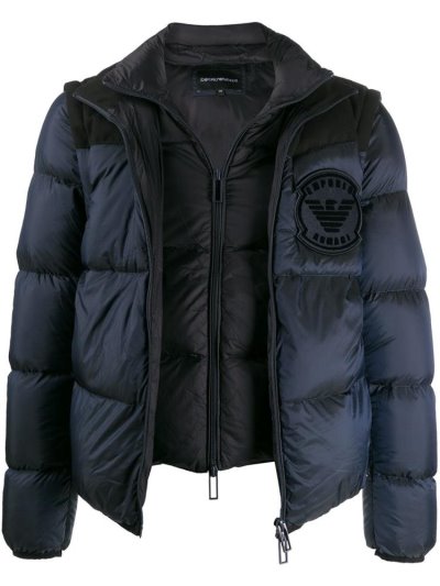 Chaquetas Armani Emporio Layered Down Jackets Hombre Azules | GF8PL7WQ