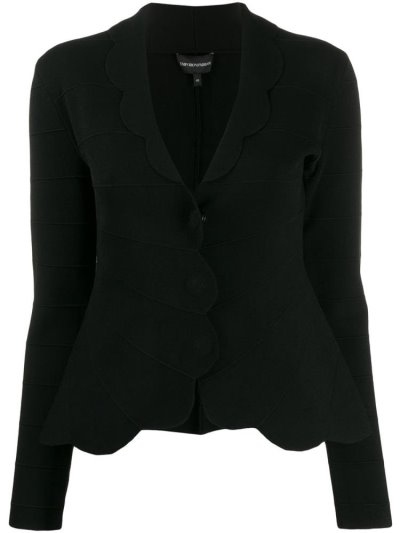 Chaquetas Armani Emporio Scalloped Fitted Mujer Negras | RCJS6O2N