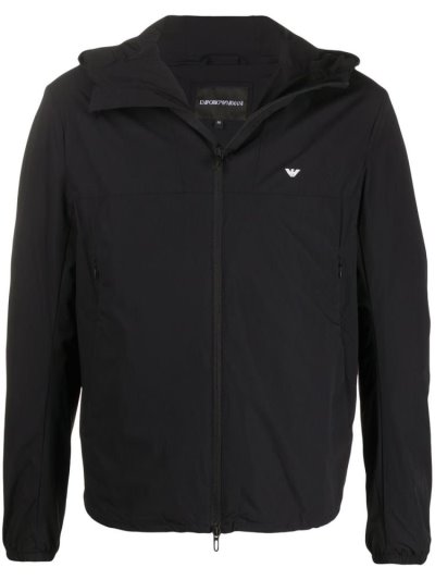 Chaquetas Armani Emporio Zipped Logo Hombre Negras | NJQQMS28