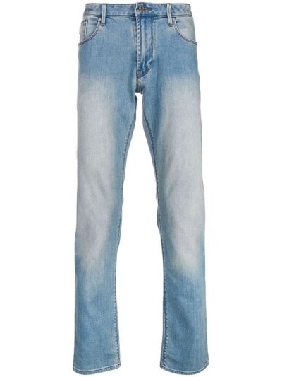 Jeans Armani Emporio Faded Straight Leg Hombre Azules | V1EOO4O8