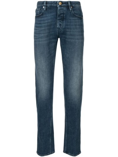 Jeans Armani Emporio High Rise Slim Fit Faded Effect Hombre Azules | 4BPK2UII