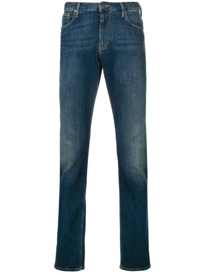 Jeans Armani Emporio Slim Stonewashed Hombre Azules | X6YTLA0F