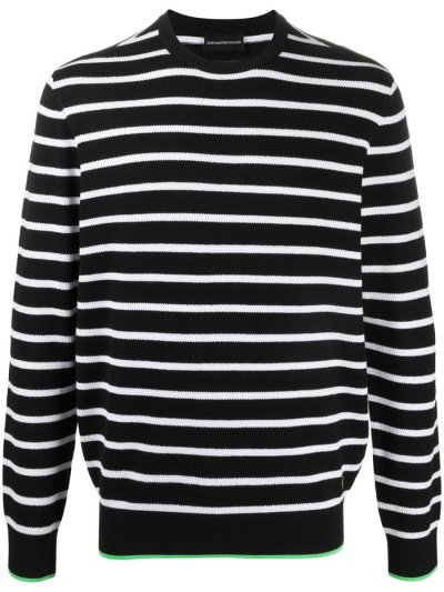 Jerséis Armani Emporio Knitted Stripe Hombre Negras | U8YLU9Y6