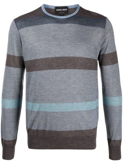 Jerséis Giorgio Armani Striped Hombre Azules | T7AFFPKX