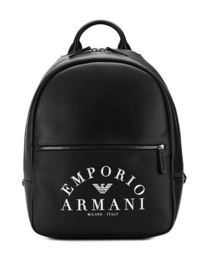 Mochilas Armani Emporio Logo Print Hombre Negras | NCZT3OKM