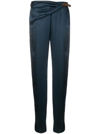 Pantalones Giorgio Armani Draped Cintura Mujer Azules | N9K5J0TI