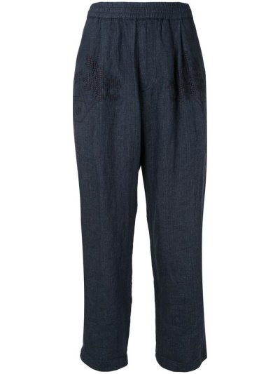 Pantalones Giorgio Armani Embroidered Straight Leg Hombre Azules | 5Z84LSQ4