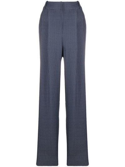 Pantalones Giorgio Armani Geometric Pattern High Rise Mujer Azules | WSQ3K961