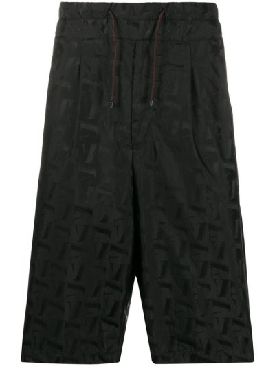 Pantalones Cortos Armani Emporio All Over Logo Print Hombre Negras | IS6V24WC