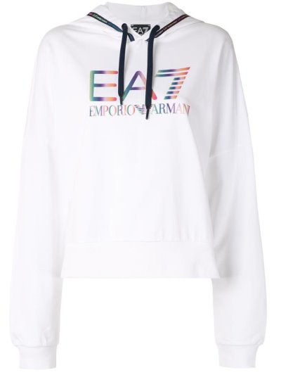 Sudadera Con Capucha Ea7 Emporio Armani Logo Print Mujer Blancas | NKK8JTJD