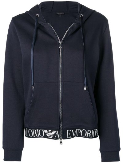 Sudadera Con Capucha Armani Emporio Logo Print Mujer Azules | 4CHPIELO