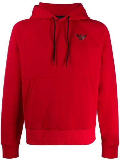 Sudadera Con Capucha Armani Emporio Logo Patch Hombre Rojas | YDSHI4KN